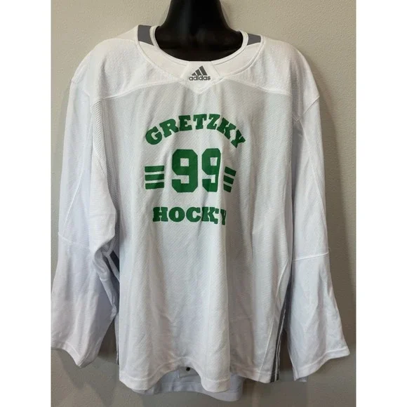 NHL Adidas Wayne Gretzky Hockey School White/Green Goalie Jersey